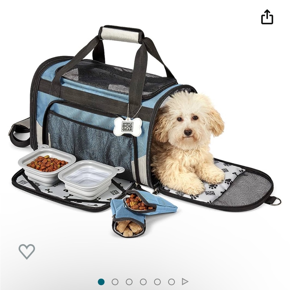 Mobile Dog Gear Pet Carrier Plus Small Dog Carrier Includes 2 Lined Food Carrier
